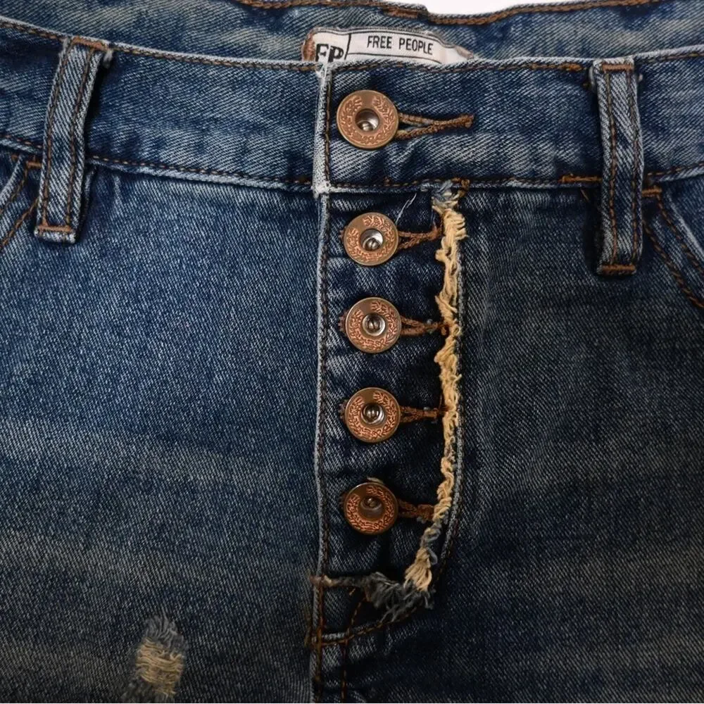 Free People Womens 26 Exposed Button Fly Cutoff Denim Jean Shorts - Picture 8 of 10